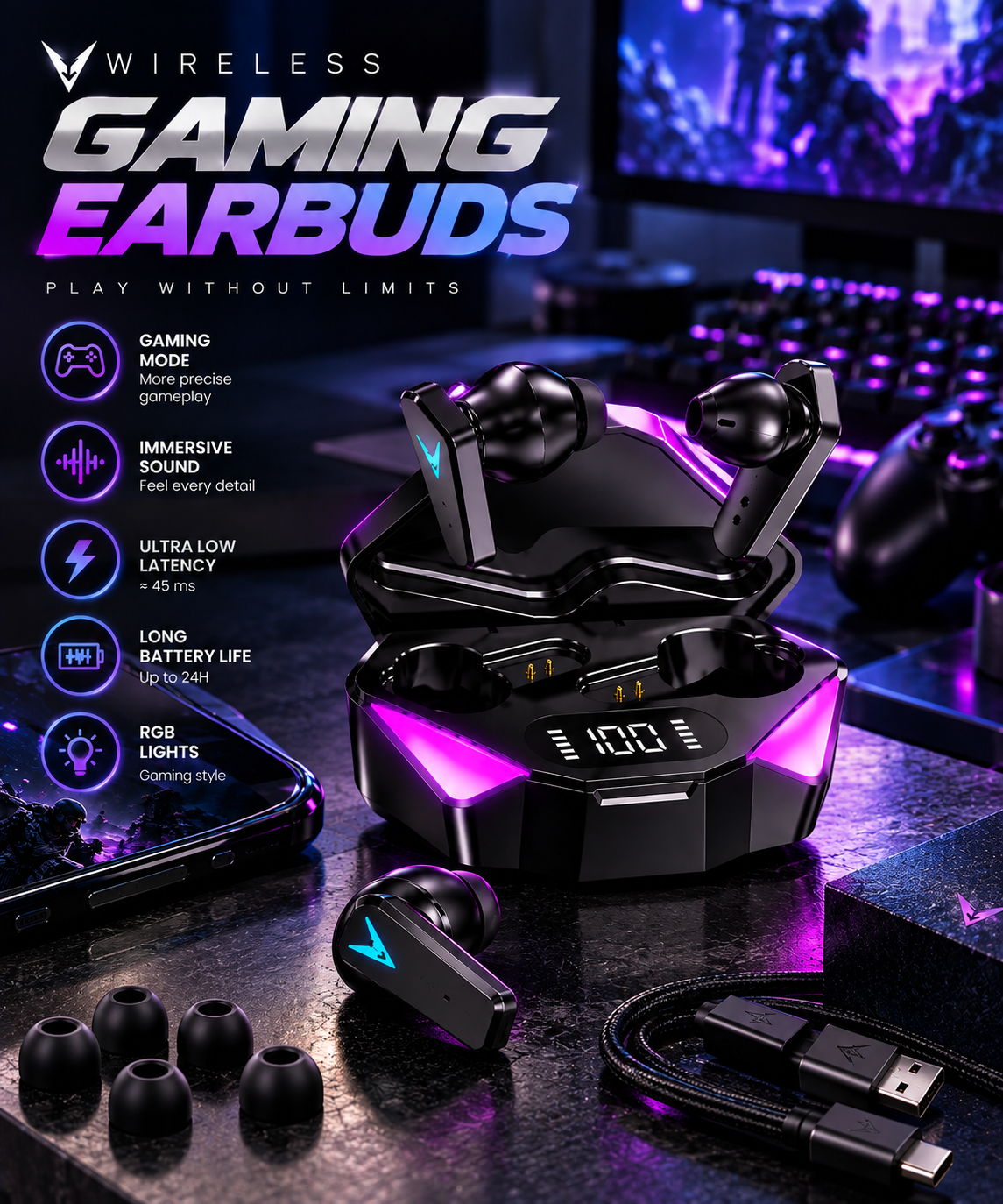 In-Ear Gaming Bluetooth Earphones